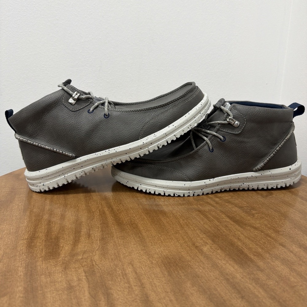 Hey Dude Bradley Chukka Classic Comfort Easy On Boots Men's 12 Gray Leather - Picture 4 of 10